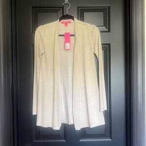 NWT $138 Lilly Pulitzer Dustin Cardigan Heathered Gold & Bank Metallic XXS